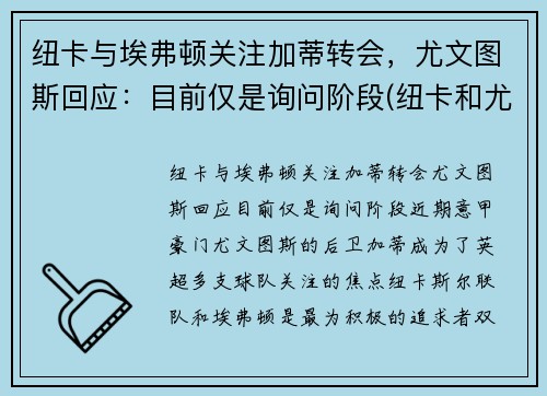纽卡与埃弗顿关注加蒂转会，尤文图斯回应：目前仅是询问阶段(纽卡和尤文)